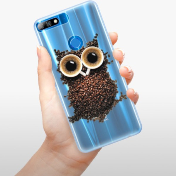 Silikónové puzdro iSaprio - Owl And Coffee - Huawei Y7 Prime 2018