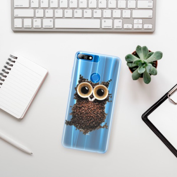 Silikónové puzdro iSaprio - Owl And Coffee - Huawei Y7 Prime 2018