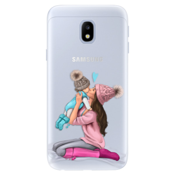 Silikónové puzdro iSaprio - Kissing Mom - Brunette and Boy - Samsung Galaxy J3 2017