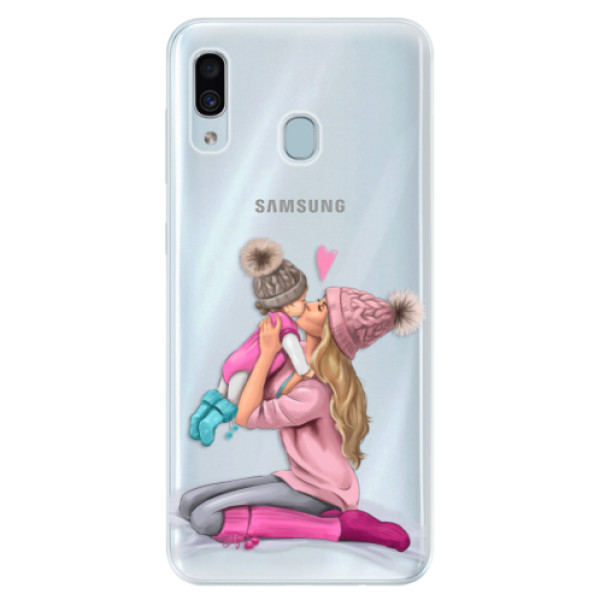 Silikónové puzdro iSaprio - Kissing Mom - Blond and Girl - Samsung Galaxy A30