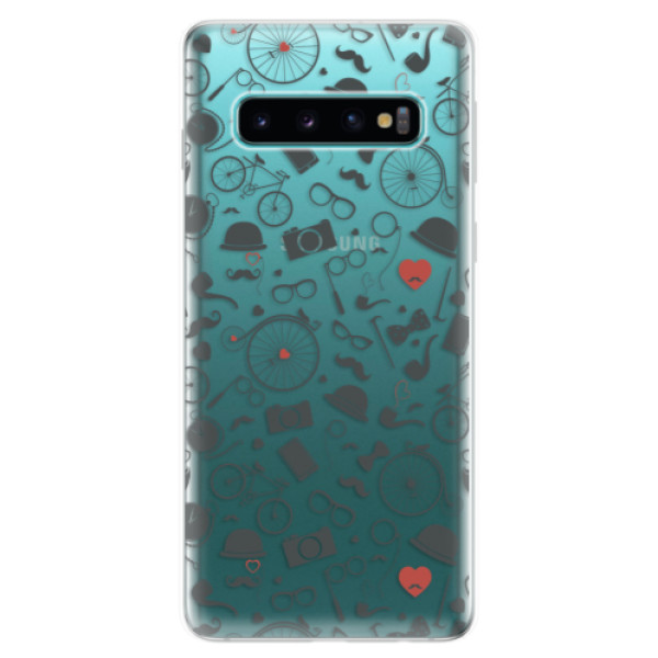 Odolné silikónové puzdro iSaprio - Vintage Pattern 01 - black - Samsung Galaxy S10