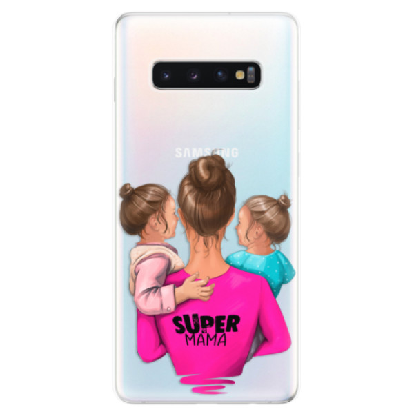 Odolné silikónové puzdro iSaprio - Super Mama - Two Girls - Samsung Galaxy S10+