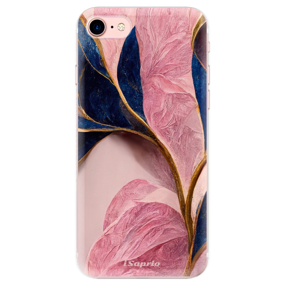 Odolné silikónové puzdro iSaprio - Pink Blue Leaves - iPhone 7