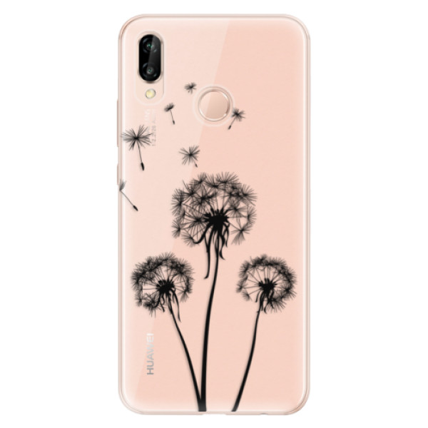 Odolné silikónové puzdro iSaprio - Three Dandelions - black - Huawei P20 Lite