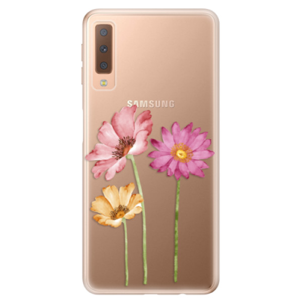 Odolné silikónové puzdro iSaprio - Three Flowers - Samsung Galaxy A7 (2018)