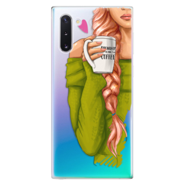 Odolné silikónové puzdro iSaprio - My Coffe and Redhead Girl - Samsung Galaxy Note 10