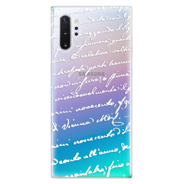 Odolné silikónové puzdro iSaprio - Handwriting 01 - white - Samsung Galaxy Note 10+