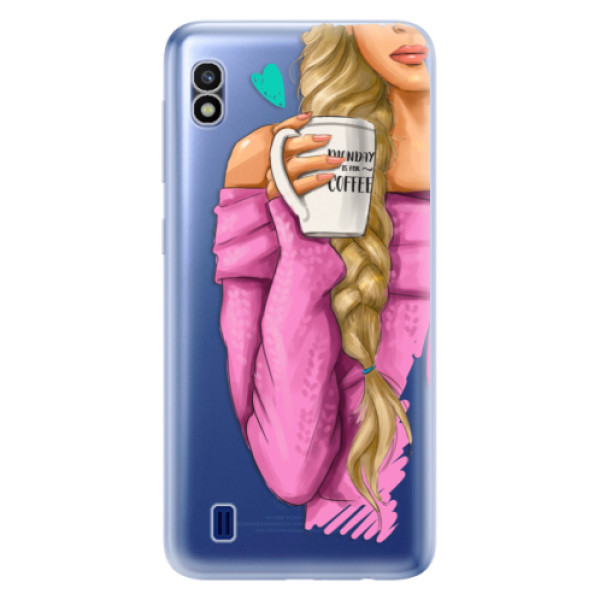 Odolné silikónové puzdro iSaprio - My Coffe and Blond Girl - Samsung Galaxy A10
