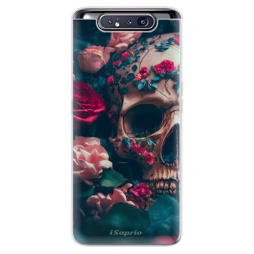 Odolné silikónové puzdro iSaprio - Skull in Roses - Samsung Galaxy A80