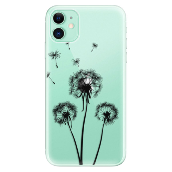 Odolné silikónové puzdro iSaprio - Three Dandelions - black - iPhone 11