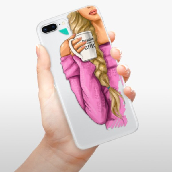 Odolné silikónové puzdro iSaprio - My Coffe and Blond Girl - iPhone 8 Plus
