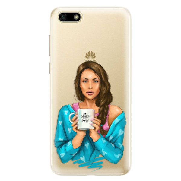 Odolné silikónové puzdro iSaprio - Coffe Now - Brunette - Huawei Y5 2018