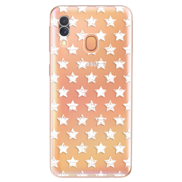 Odolné silikónové puzdro iSaprio - Stars Pattern - white - Samsung Galaxy A40