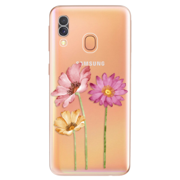 Odolné silikónové puzdro iSaprio - Three Flowers - Samsung Galaxy A40