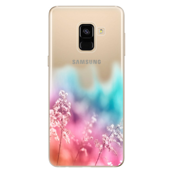 Odolné silikónové puzdro iSaprio - Rainbow Grass - Samsung Galaxy A8 2018