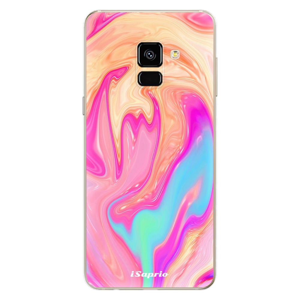 Odolné silikónové puzdro iSaprio - Orange Liquid - Samsung Galaxy A8 2018