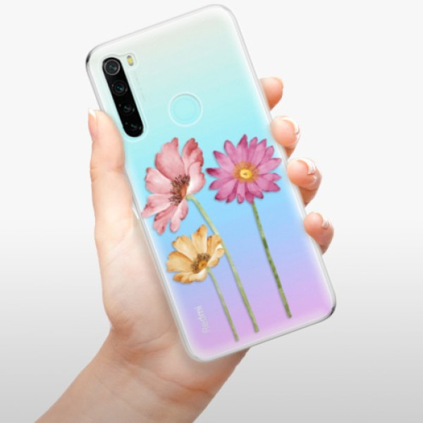 Odolné silikónové puzdro iSaprio - Three Flowers - Xiaomi Redmi Note 8