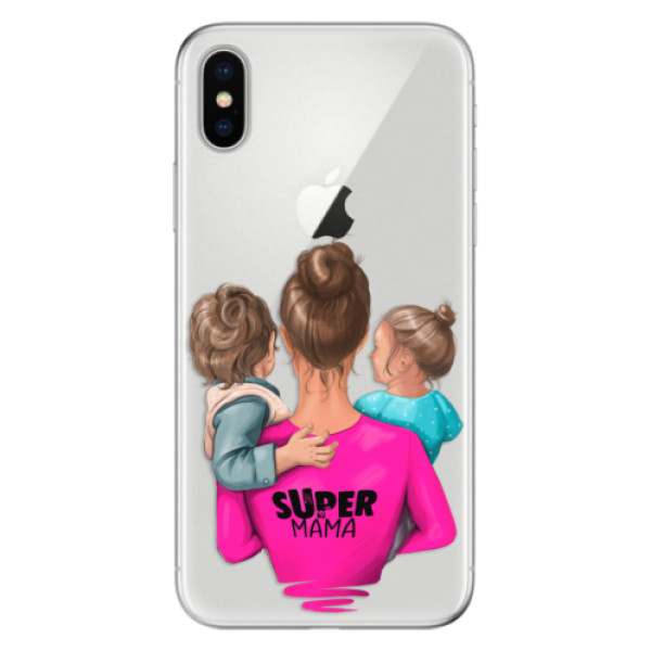 Odolné silikónové puzdro iSaprio - Super Mama - Boy and Girl - iPhone X