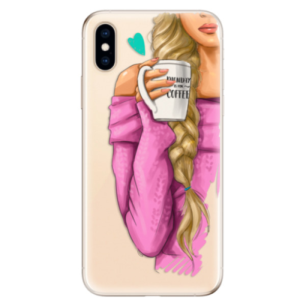 Odolné silikónové puzdro iSaprio - My Coffe and Blond Girl - iPhone XS
