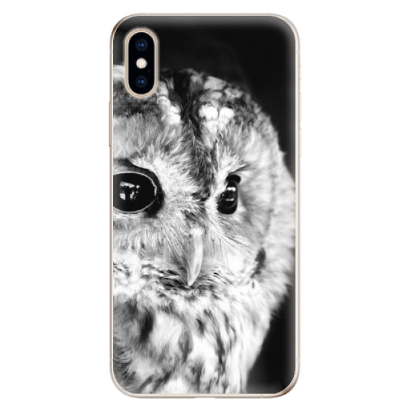 Odolné silikónové puzdro iSaprio - BW Owl - iPhone XS