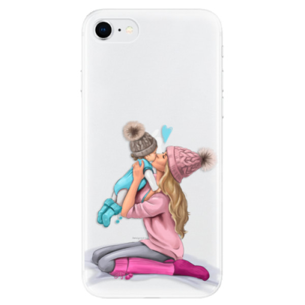 Odolné silikónové puzdro iSaprio - Kissing Mom - Blond and Boy - iPhone SE 2020