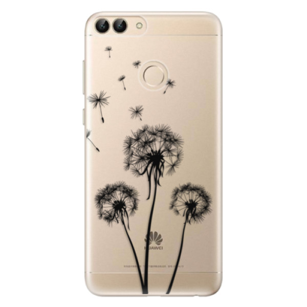 Odolné silikónové puzdro iSaprio - Three Dandelions - black - Huawei P Smart