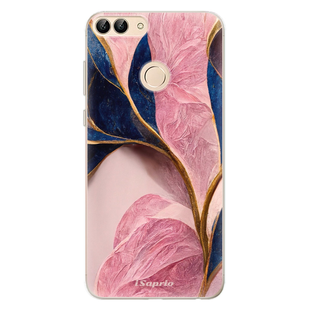 Odolné silikónové puzdro iSaprio - Pink Blue Leaves - Huawei P Smart