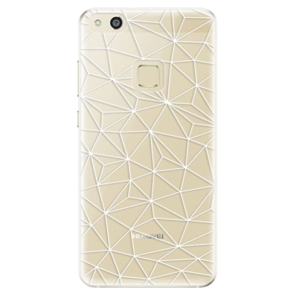 Odolné silikónové puzdro iSaprio - Abstract Triangles 03 - white - Huawei P10 Lite