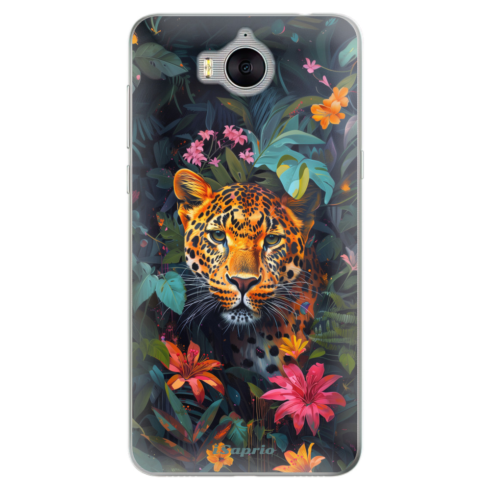 Odolné silikónové puzdro iSaprio - Flower Jaguar - Huawei Y5 2017 / Y6 2017