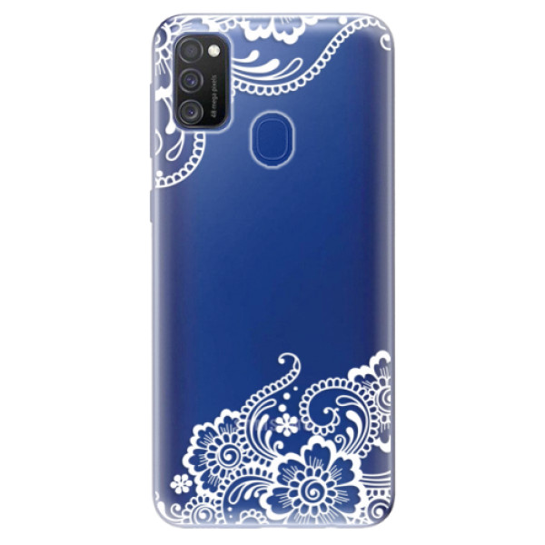 Odolné silikónové puzdro iSaprio - White Lace 02 - Samsung Galaxy M21