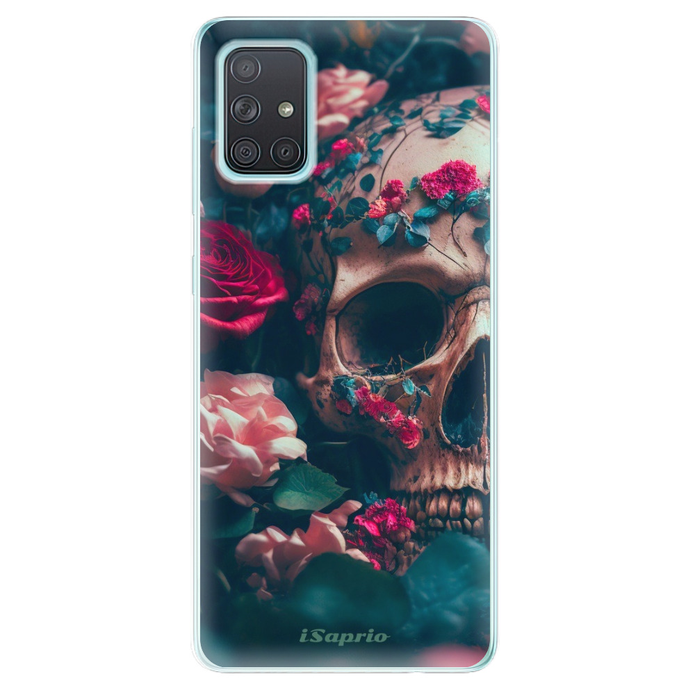 Odolné silikónové puzdro iSaprio - Skull in Roses - Samsung Galaxy A71