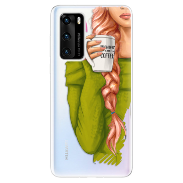 Odolné silikónové puzdro iSaprio - My Coffe and Redhead Girl - Huawei P40