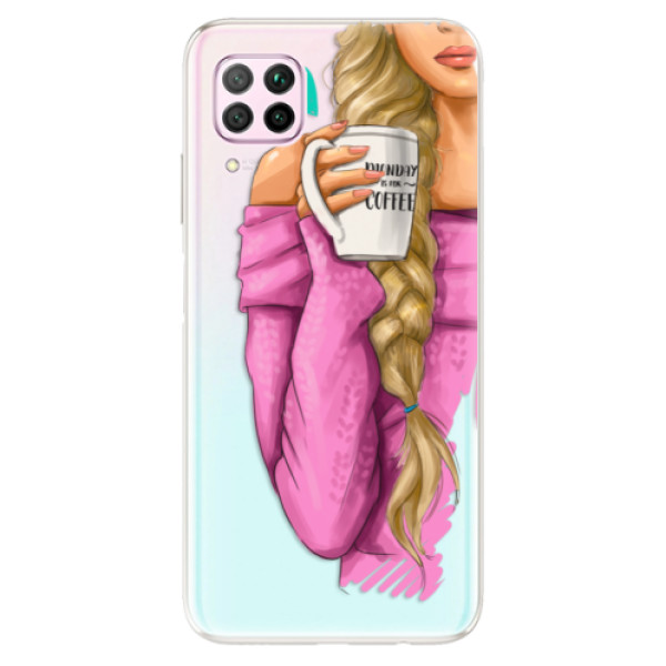 Odolné silikónové puzdro iSaprio - My Coffe and Blond Girl - Huawei P40 Lite
