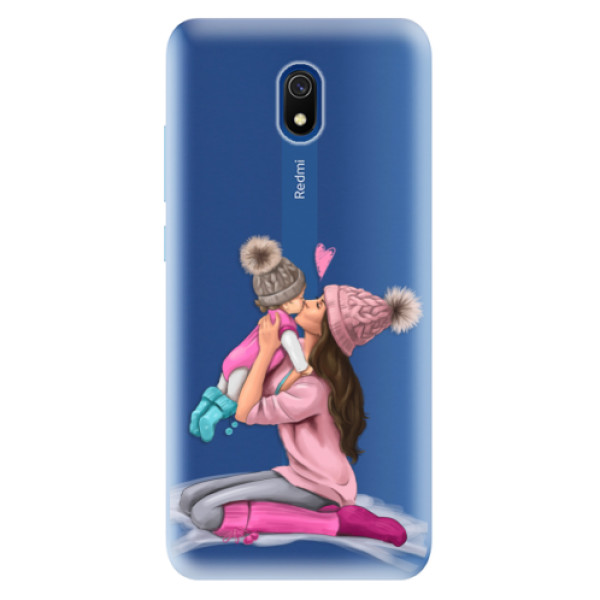 Odolné silikónové puzdro iSaprio - Kissing Mom - Brunette and Girl - Xiaomi Redmi 8A