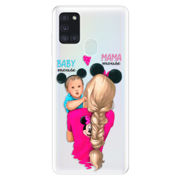 Odolné silikónové puzdro iSaprio - Mama Mouse Blonde and Boy - Samsung Galaxy A21s