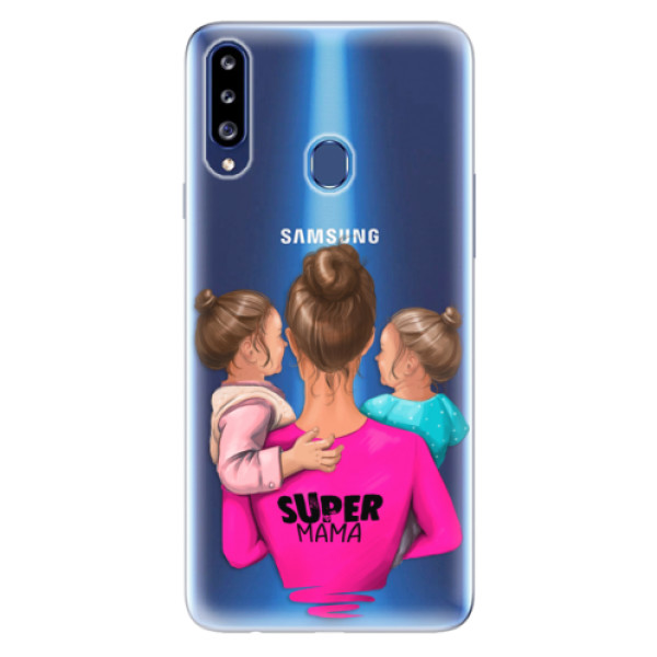 Odolné silikónové puzdro iSaprio - Super Mama - Two Girls - Samsung Galaxy A20s