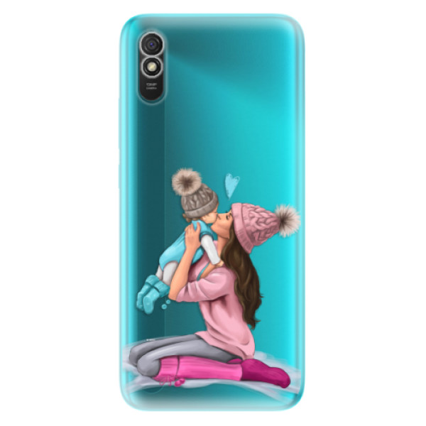 Odolné silikónové puzdro iSaprio - Kissing Mom - Brunette and Boy - Xiaomi Redmi 9A