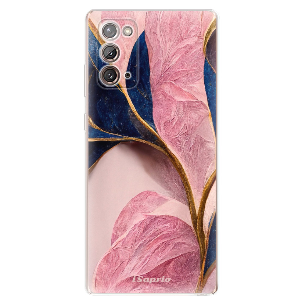 Odolné silikónové puzdro iSaprio - Pink Blue Leaves - Samsung Galaxy Note 20