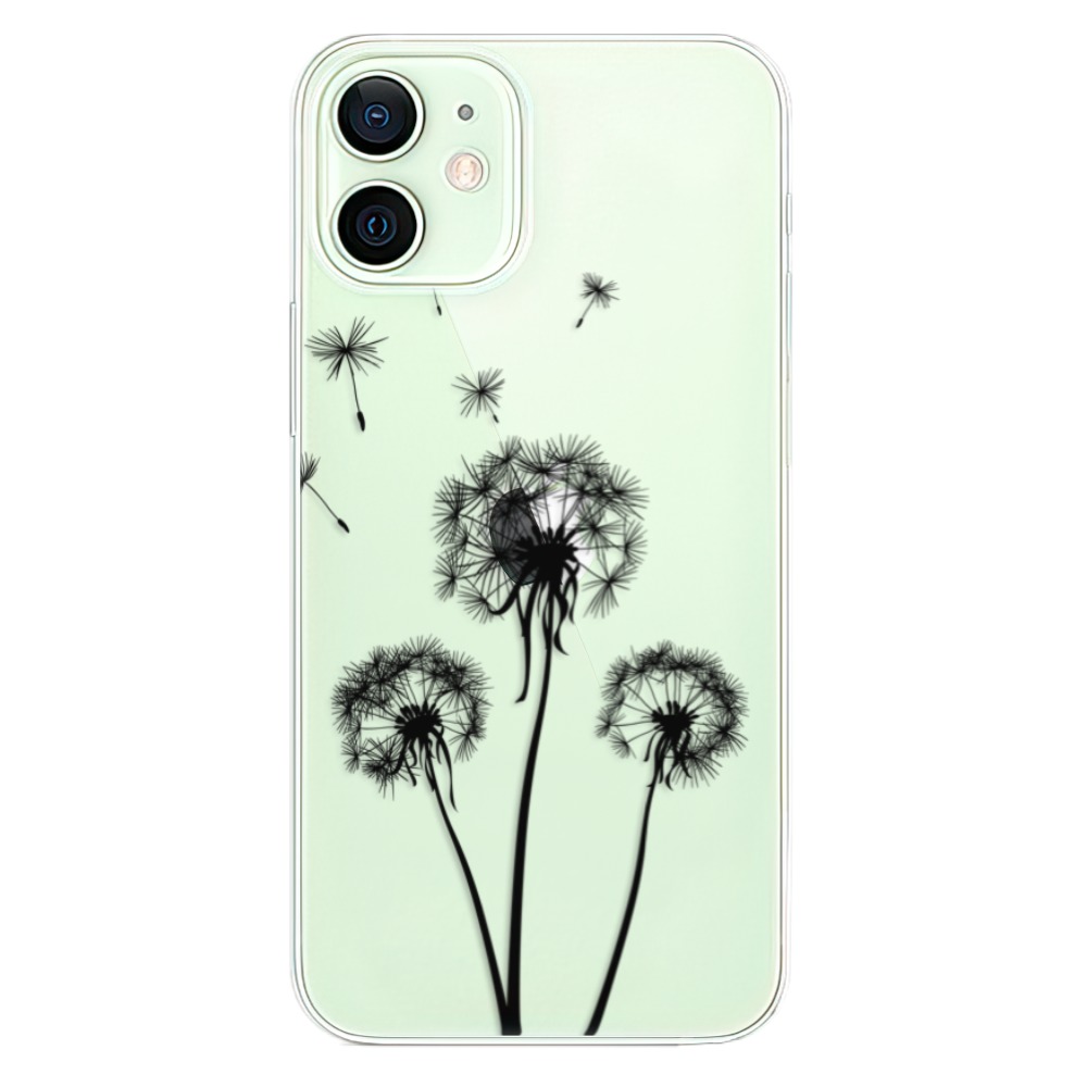 Odolné silikónové puzdro iSaprio - Three Dandelions - black - iPhone 12 mini