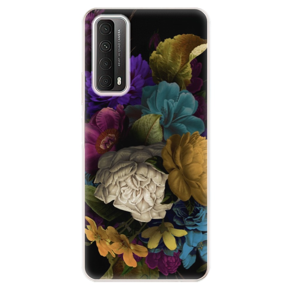 Odolné silikónové puzdro iSaprio - Dark Flowers - Huawei P Smart 2021