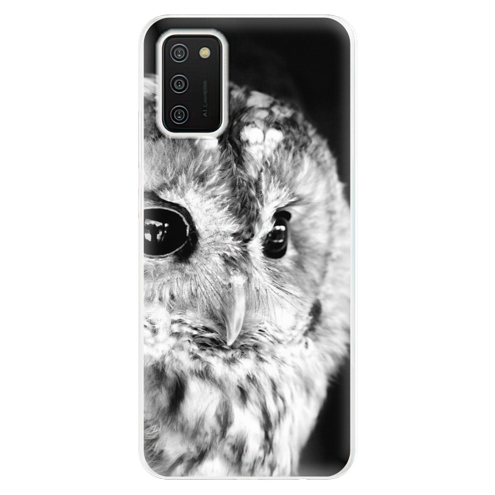 Odolné silikónové puzdro iSaprio - BW Owl - Samsung Galaxy A02s