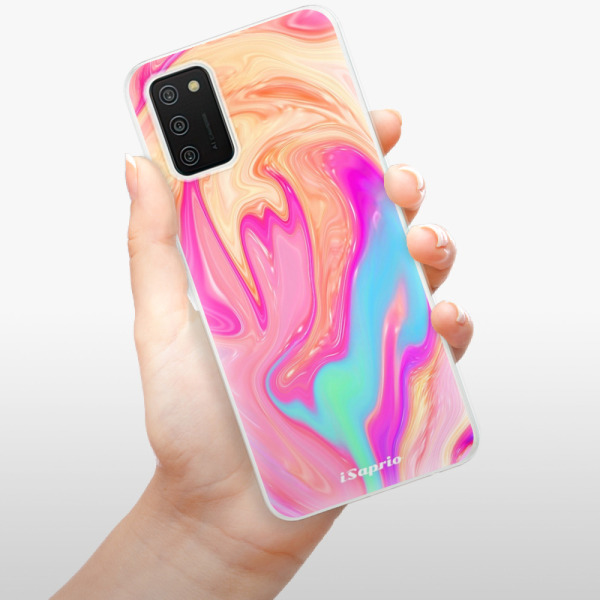 Odolné silikónové puzdro iSaprio - Orange Liquid - Samsung Galaxy A02s