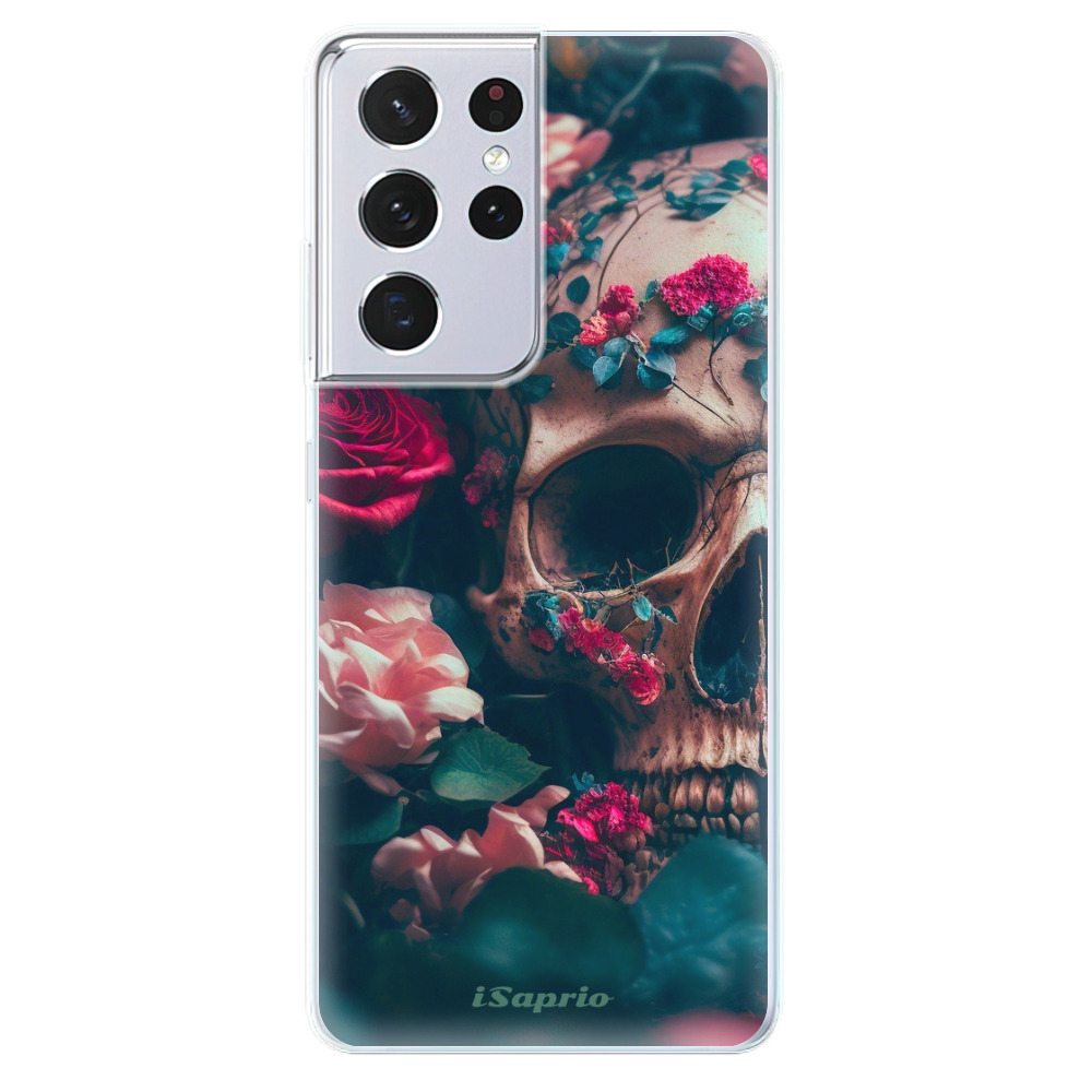 Odolné silikónové puzdro iSaprio - Skull in Roses - Samsung Galaxy S21 Ultra