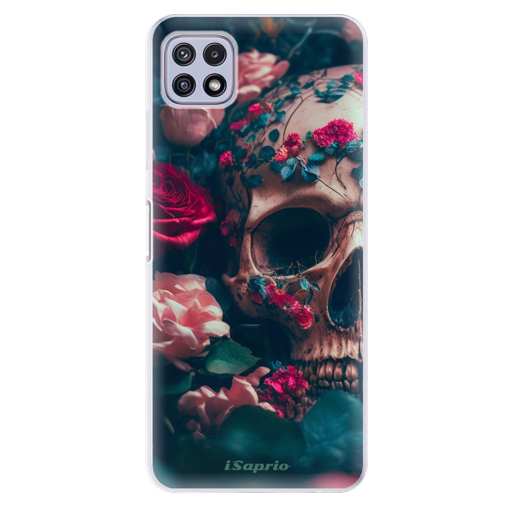 Odolné silikónové puzdro iSaprio - Skull in Roses - Samsung Galaxy A22 5G