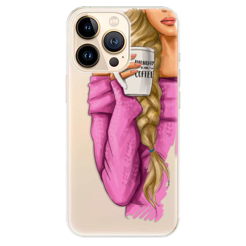 Odolné silikónové puzdro iSaprio - My Coffe and Blond Girl - iPhone 13 Pro