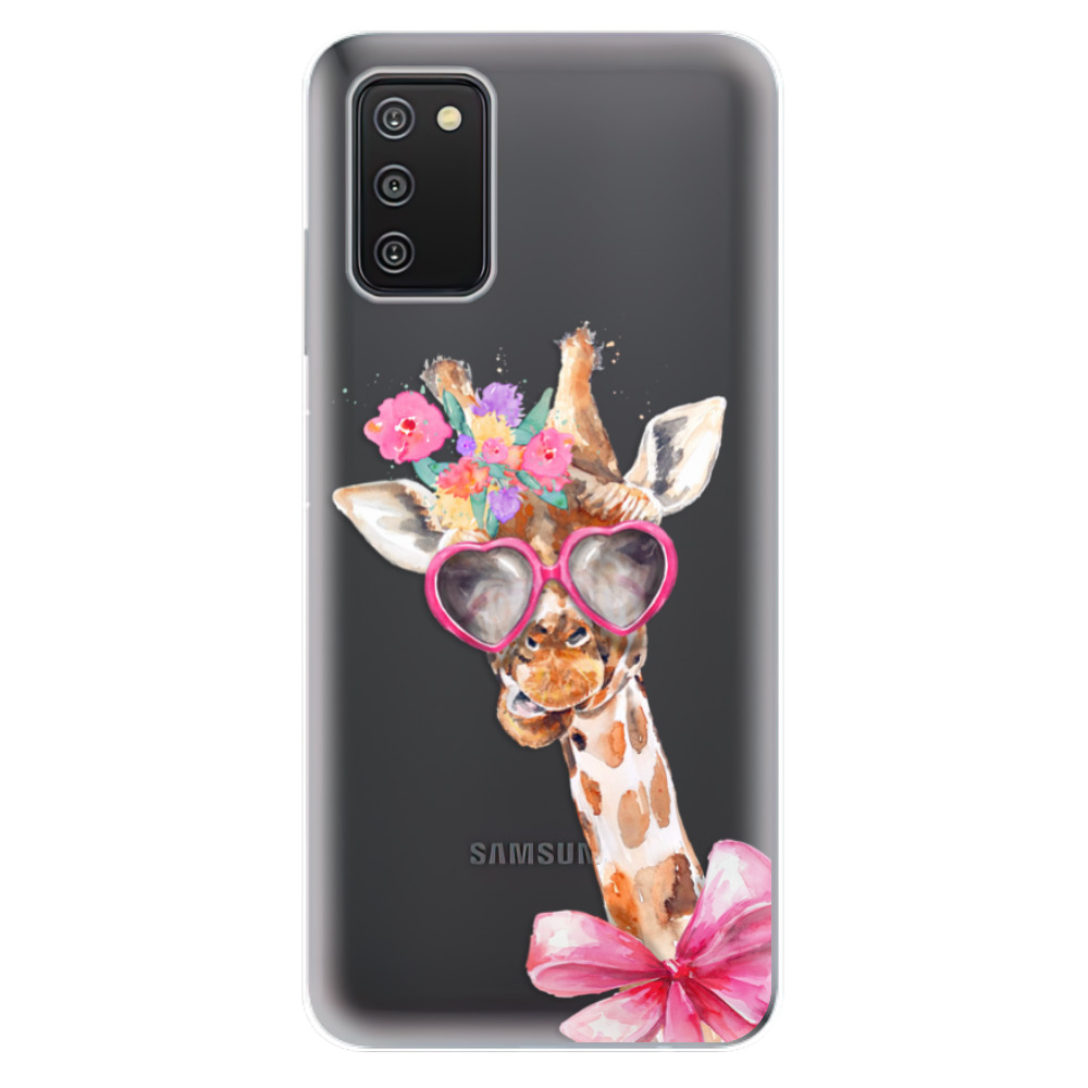 Odolné silikónové puzdro iSaprio - Lady Giraffe - Samsung Galaxy A03s
