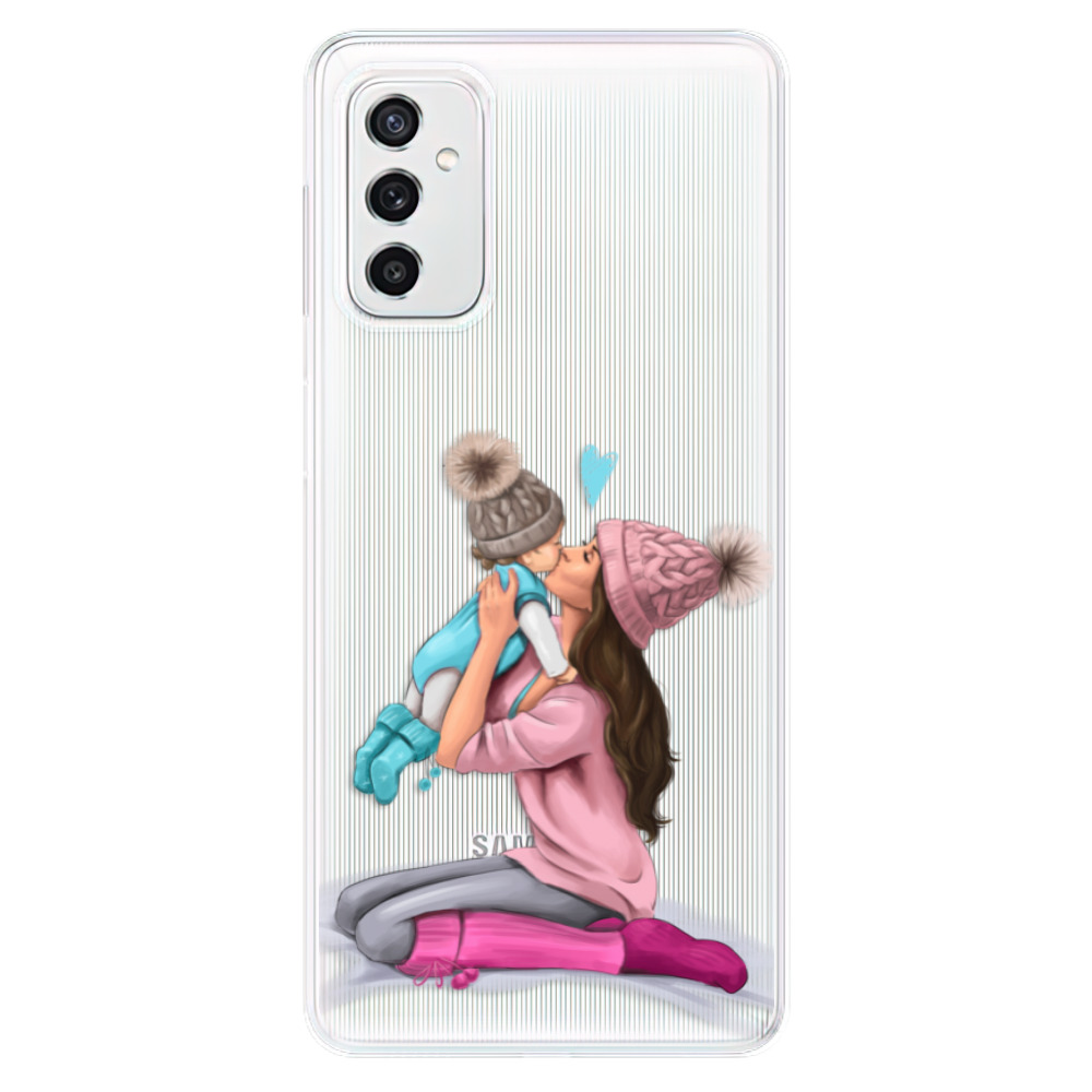 Odolné silikónové puzdro iSaprio - Kissing Mom - Brunette and Boy - Samsung Galaxy M52 5G