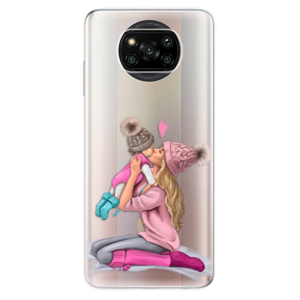 Odolné silikónové puzdro iSaprio - Kissing Mom - Blond and Girl - Xiaomi Poco X3 Pro / X3 NFC