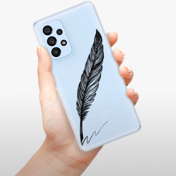 Odolné silikónové puzdro iSaprio - Writing By Feather - black - Samsung Galaxy A53 5G