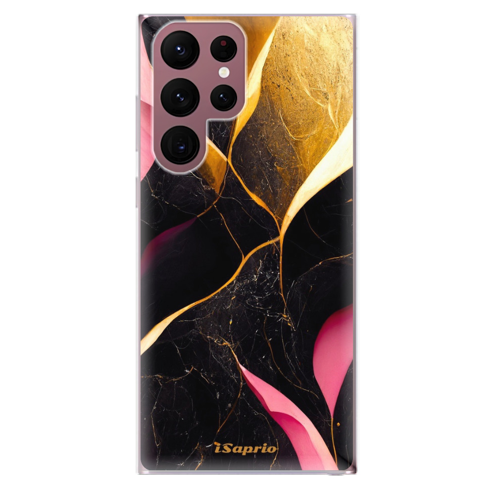 Odolné silikónové puzdro iSaprio - Gold Pink Marble - Samsung Galaxy S22 Ultra 5G
